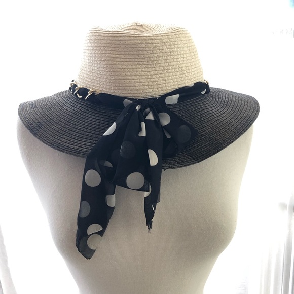Vintage Milani Polka Dot Chain Straw Floppy Hat main image 7